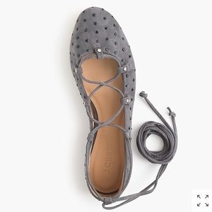 ✨ Jcrew Wrap Studded Wrap Grey Suede Flat ✨